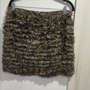 MICHAEL Michael Kors Textured Ruffle Skirt in Black and Tan size 6
